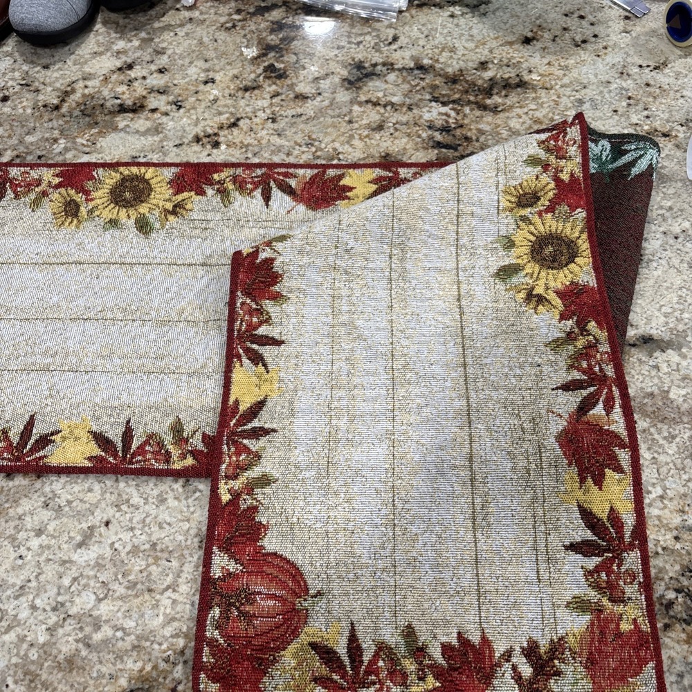 Fall Sunflower Pumpkins Table Runner Tapestry 54.5x12.5 Autumn